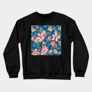 Oleander Flower bouquet Tech Blue Crewneck Sweatshirt